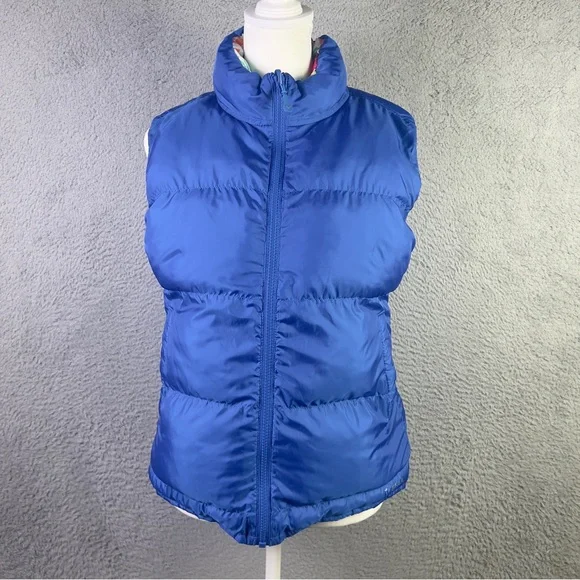 IBKUL Reversible Puffer Vest Womens Small Blue Floral Full Zip Active Outdoors - Picture 3 of 10